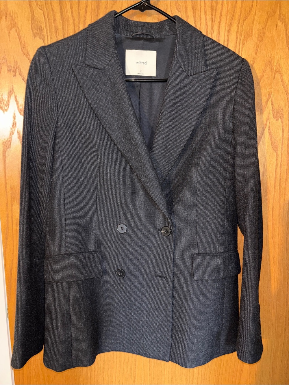 Wilfred Double-Breasted Dark Gray Wool Blazer